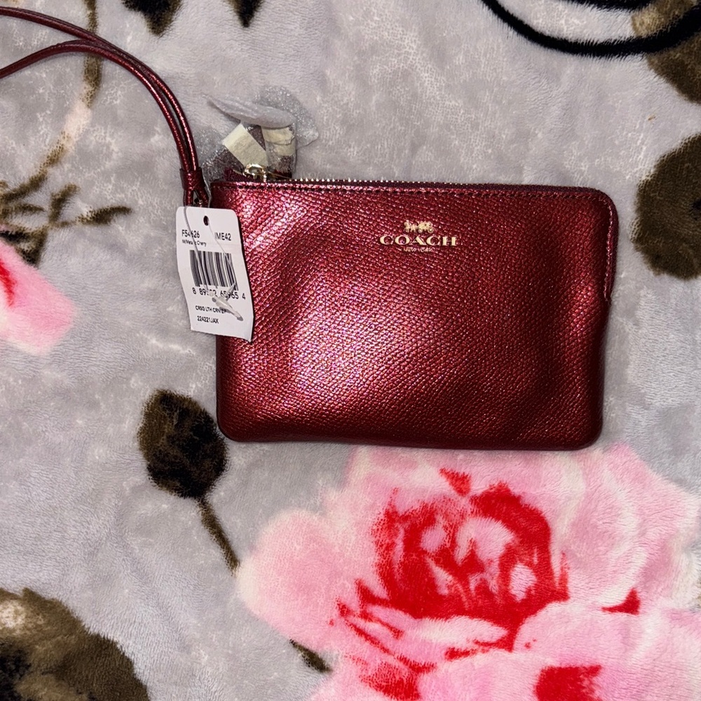 Coach Metallic Red Wristlet